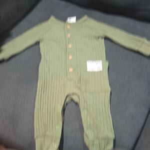 Okie Dokie Green Ribbed Kids Footie